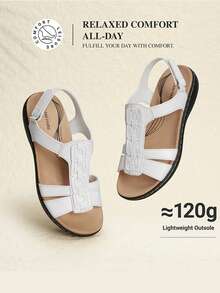 Women's Arch Support Sandals Comfortable Thong T-Strap Orthotic Casual Beach Walking Summer Flat Sandals - 白色 - 查看 3