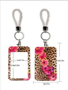 1pc ABS Leopard Print Flower Pattern Fashionable Personalized Keychain Pendant, Bag Charm, Student Bus Protector - Multicolor - View 9