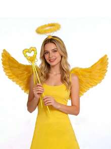 1 Easter And Halloween Yellow Feather Wing Decoration Angel Elf Performance Stage Cosplay Walking Prop,Ramadan Accesstories - Multicolor - View 4