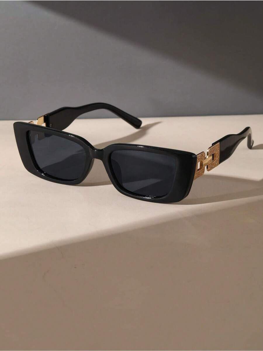 1pair Vintage Plastic Frame Geometric Eyeglasses Shades With Changeable Legs For Outdoor Travel Fashionable Decorative Fashion Glasses Shades Beach Accessories Beach Accessories For Women Glasses Shades Basics Fall Winter Women Outfits Clothes Business Casual Gifts Chain Elegant Outfit For Summer Beach Vacation Outdoor Travel Chain Vintage Style Rectangle Frame For Going Out Outfit Back To School - Grey - 查看 1