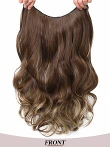 V-Shaped Curly Clip-In Hair Extensions, Natural Looking, Painless, Voluminous, Synthetic Hair Piece For Women - Brown Highlight - View 13