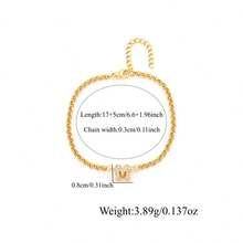 1pc Classic Simple Bubble Initial Golden Stainless Steel Chain Bracelets For Women - Yellow Gold - View 2