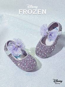 Disney 1 Pair Princess Shoes Collaboration Edition, Suitable For Daily And Outdoor Wear, Comfortable, Non-Slip, Breathable (Children Flat Shoes, Girls Shoes, Princess Shoes, Queen Shoes) - Purple - View 1