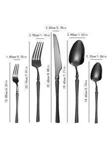 5pcs/20pcs/30pcs Stainless Steel Cutlery Set, Knife Fork Spoon Suitable For Kitchen, Restaurant, Wedding, Party, Holiday Gift - Black - View 6
