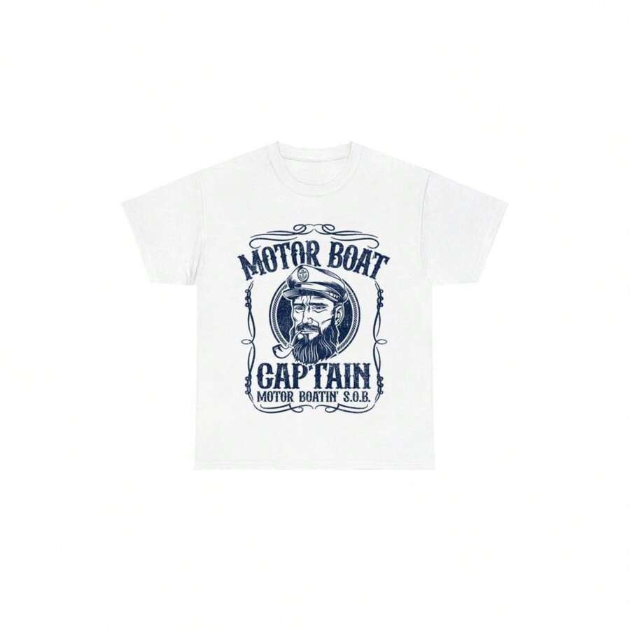 Motor Boat Captain Tshirt - Funny Graphic Tee, Humor Party Shirt, Casual Cotton T-Shirt for Men &amp; Women, Streetwear, Gift for Friends - Weiss - Übersicht 1