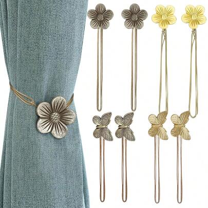 2 chiếc kẹp buộc rèm cửa sổ hình hoa bằng nhựa kiểu cổ điển, không cần khoan, kẹp rèm tự dính có thể điều chỉnh, móc trang trí rèm cửa, thích hợp cho nhà ở, quán cà phê, ban công, ngoài trời, phòng ngủ, văn phòng.