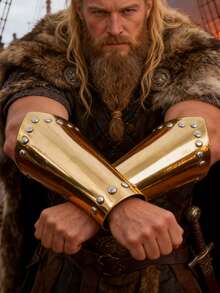 朋克风护臂 可调节系带臂套 中世纪风格护臂 男女通用角色扮演护臂 - 金色ZSJ-023J*2pcs - 查看 2