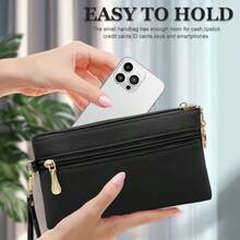 LJCZKA Leather Wristlet Wallet For Women Men Large Capacity Clutch Handbags Purses Long Cellphone Credit Card Holder Pocket Bag With Wrist Strap Keychain Black2 - 黑色2 - 查看 8