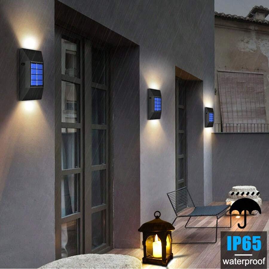 ✨2 Pack Solar Powered LED Step Lights, Waterproof Outdoor Deck Lights, Wireless Wall Mount Fence Lights For Patio Yard Stairs, Auto On/Off Dusk To Dawn Garden Lighting Decor - trắng - Xem 1