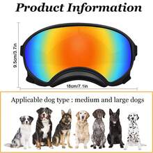 大型犬宽鼻护目镜，战术驾驶太阳镜，适用于中大型犬，防紫外线，防风防尘，可调节，黑色 - 黑色 - 查看 4