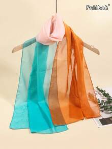 1pc Women's Lightweight Chiffon Printed Scarf, Shawl, Silk Scarf, Sun Protection Scarf, Suitable For Daily Use, All Season - Multicolor - View 1