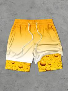 Men's Casual Vacation Beach Double-Layer Shorts, Inner Layer With Pockets - Multicolor - View 3