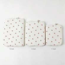 Puffy Laptop Sleeve 13-15.6 Inch Cute Quilted Laptop Protective Case Padded Floral Computer Sleeve For MacBook (B-Cherry, 13 Inch) - B-cherry - 查看 10
