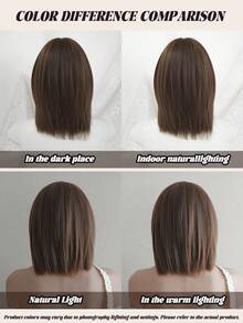 NAMM 14 Inch Short Straight Bob Wig For Women Brown Wig With Side-Bangs Heat-Resistant Synthetic Fiber Costume Hair Wigs For Daily Or School Use -Ar- Cosplay Costume Wigs - Sakura Celebrations Glam & Party Streetwear Photography - Girls Gift Wig Accessories - Brown - View 8