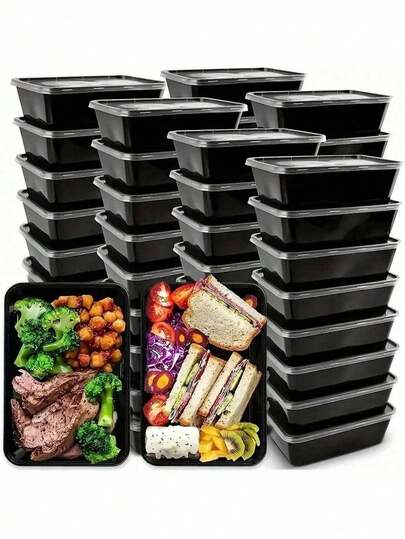 5/10/15/30pcs Disposable Covered Food Containers, Rectangular Plastic Lunch Boxes, Commercial Kitchen Storage Boxes, Suitable For Picnic, Restaurant, Takeout, Kitchen Supplies, Back To School
