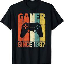 Camiseta retro de videojuegos para el 35.º cumpleaños de Gamer desde 1987 - Negro 2 - Ver 1