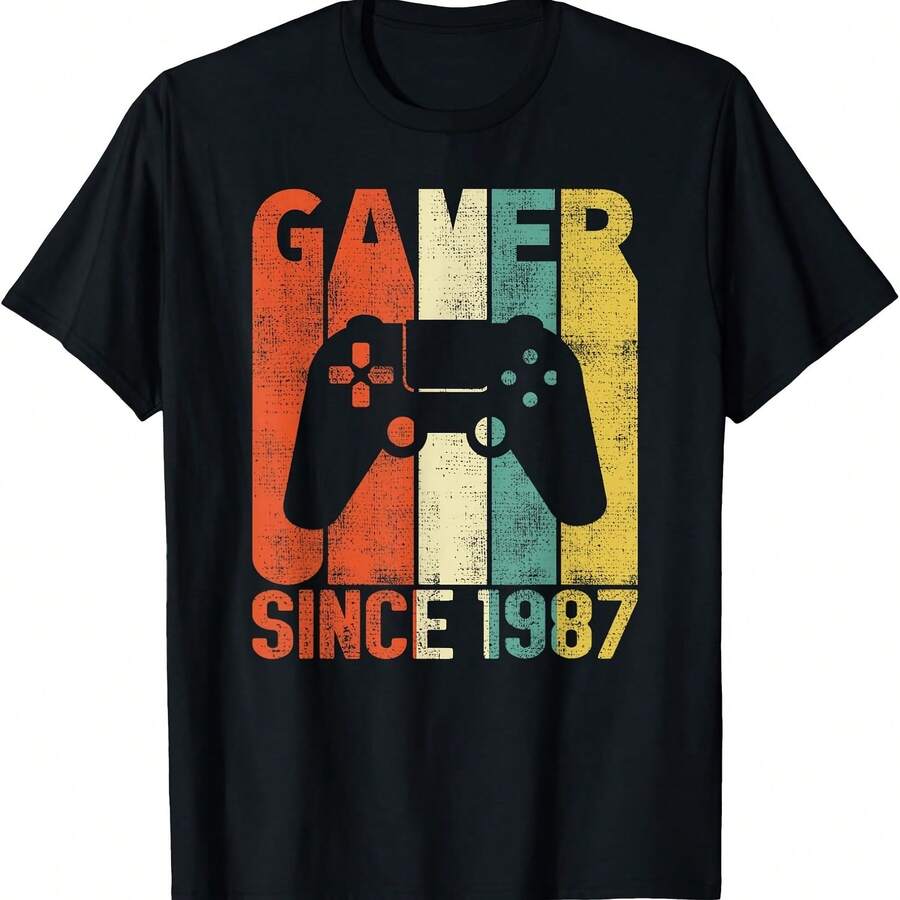 Camiseta retro de videojuegos para el 35.º cumpleaños de Gamer desde 1987 - Negro 2 - Ver 1