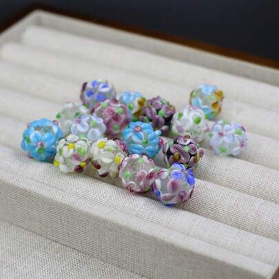 5颗手工玻璃珠，随机颜色散珠，适用于珠宝制作DIY项链手链配件批发