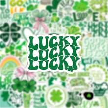 50 Stücke Kleeblatt St. Patricks Day Glücksbringer Aufkleber zum DIY Dekorieren von Handyhüllen, Laptops, Tagebüchern, Gitarren, Tassen, Schreibwaren, wasserfest - Verschiedenfarbig - Übersicht 6