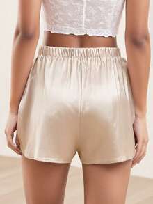 Summer Satin Mini Shorts With Lace Ruffles And Casual Shorts For Women At The Beach - Champagne - View 7