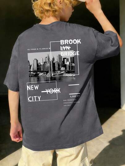 1件男童休闲字母汽车印花圆领短袖T恤，夏季学生服装 - 色彩鲜艳的字母汽车印花T恤为每个孩子带来欢乐和幸福！