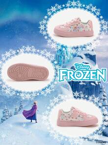 Disney 1 par de zapatos deportivos para niños con tema de Frozen, que incluyen zapatillas de princesa Elsa, princesa Anna y princesa de Arendelle, aptos para uso diario, deportes de vacaciones y uso al aire libre. Suela cómoda, antideslizante y transpirable. - Rosa - Ver 4