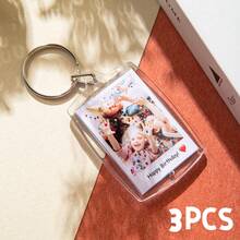 1/3/5pcs Custom Photo And Text Keychain, Personalized Acrylic Keychain, Custom Couple Keychain, Photo Key Ring, Valentine's Day, Birthday's Gift - Multicolor - View 13
