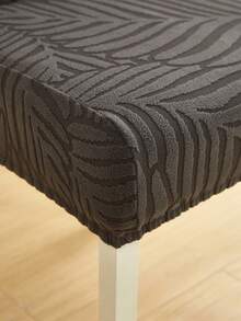 1/4/6pcs Leaf Pattern Stretch Velvet Jacquard Chair Covers, Removable & Washable Seat Covers For Dining Room, Restaurant, Sofa, Stool With Backrest - Dark Grey - View 9