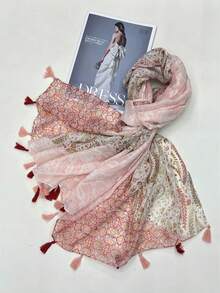 1pc Versatile Cute Delicate Thin Spring/Summer New Sweet Playful Retro Pink Series Sunscreen Scarf, Valentine's Day & Halloween Gift For Women - A - View 7