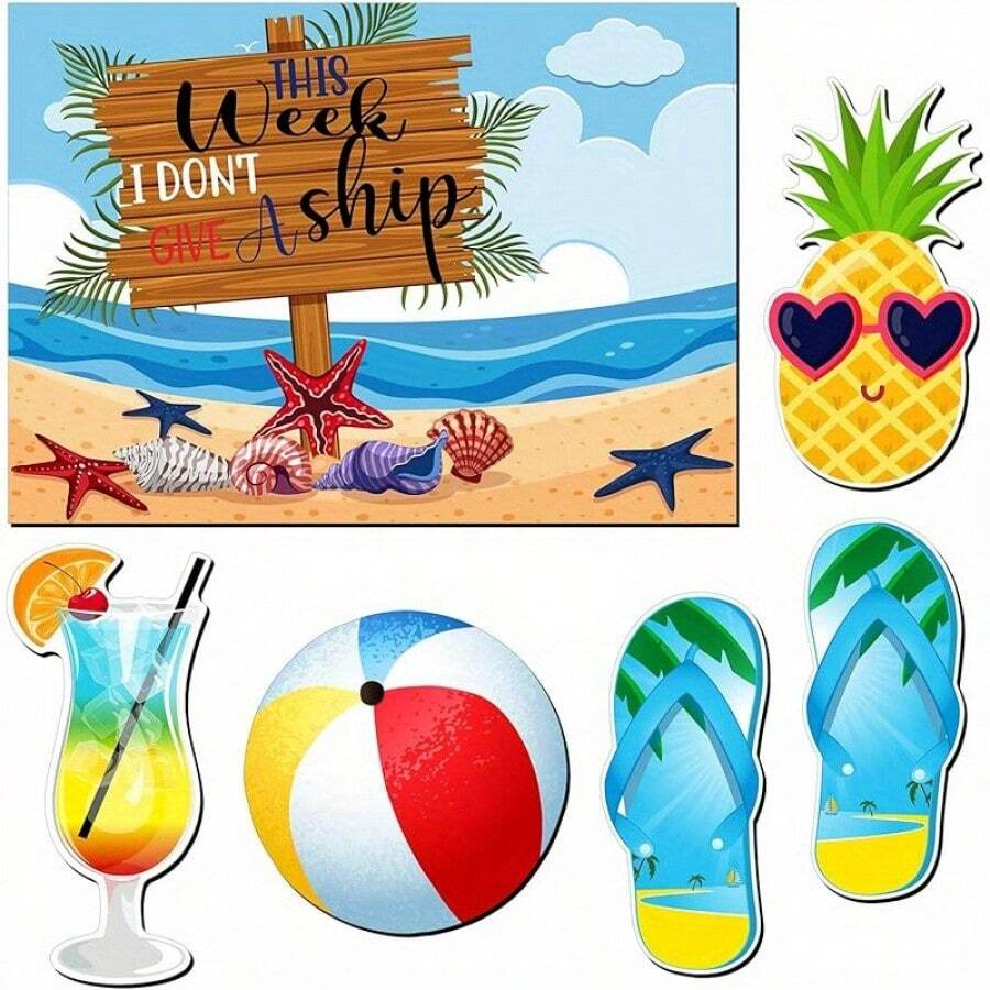 6 Stück große magnetische Kreuzfahrtschiff Tür Magnete - nautisches Anker und Strand Thema Gummi Aufkleber für Kabinentüren, Bootsdekoration, Kühlschrank - Kreuzfahrtschiff Dekoration - 6Pcs - Übersicht 1