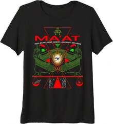 1 Pc MA'AT MAAT Geometría Sagrada Ciencia Camiseta Egipcia Arte Camiseta Premium Tri-blend Camiseta Mujer, Camiseta Hombre, Estilo Unisex, Camiseta Deportiva, Camiseta de Fiesta, Camiseta de Regalo, Talla S-4XL, 100% algodón, Negro - Negro - Ver 2