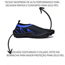Sapatilha Aquatica Neoprene Tenis Meia Calce Facil Tratorada - Azul - Visão 7