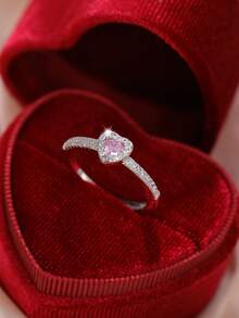 CVNANA 1 Nhẫn Đính Hôn Zirconium Hở Với Viên Kim Cương Lớn Dành Cho Nữ, Quà Tặng Ngày Lễ Tình Nhân - Bạc - Xem 6