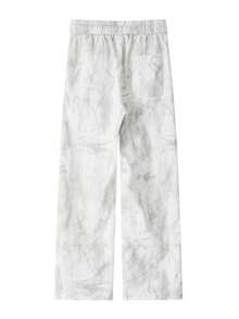 Spring New Tie-Dye Patchwork Maxi Loose Casual Pants, Breathable Ice Silk Relaxed Wide Leg Trousers With Elastic Waist And Drawstring, Comfortable And Fashionable - View 5