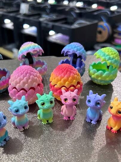 1pc Mini Size | 3D Printed | PLA Plastic | Dragon Egg Decor Figurine, Fantasy Cute Style | Dragon Pattern/Vibrant Color | 3D Egg Shape | Detailed Craftsmanship | Desktop Display Model Toy | Easter/Christmas/Halloween/Valentine's Day/Thanksgiving Gift