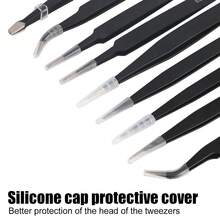 Precision Anti-Static Curved Straight Tweezers 10Pcs/Set Stainless Steel Industrial Repair Tools ESD Tweezers - A - View 5