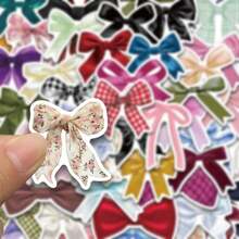 50PCS Colorful Bow Tie Stickers, Various Styles Aesthetic Stickers DIY Decoration Suitable For Tablets, Gift Boxes, Envelopes, Water Bottles, Waterproof Stickers - Multicolor - View 6