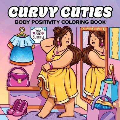 1pc 48 Pages 240g "CURVY CUTIES" Body Positive Coloring Book - Adult Coloring Book With Heartwarming Outfit Scenes, Gentle Healing Stress Relief Coloring Book, Creative Stationery Gift, Suitable For Valentine's Day