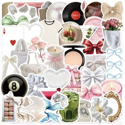 52 Pcs Cartoon Gentle Ins Aesthetic Graffiti Stickers - Waterproof Decor For Guitars, Notebooks & Luggage DIY