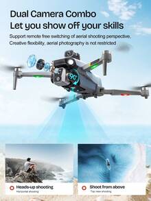 AXNEN 2026新款K19MAX无刷自动返航无人机，配备4.5英寸FPV遥控器，一键投放，双摄像头，无刷电机，光流悬停，可拆卸大容量电池，智能避障。内置摄像头，即使是新手也能轻松上手。圣诞节及其他节日的完美礼物。 - 彩色 - 查看 4