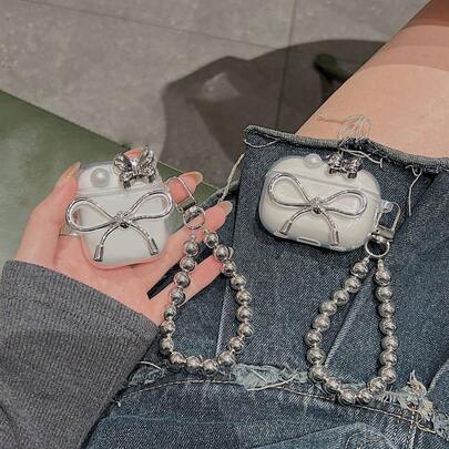 Bow-Knot Design Protective Case Suitable Compatible With Apple Bluetooth Earphones, Anti-Scratch And Drop-Proof Cover Compatible With Apple Bluetooth Wave Earphone Case