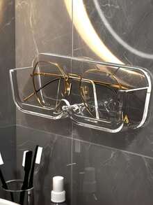 1pc Wall-Mounted Eyeglass Holder, Suitable For Bathroom And Bedroom, Anti-Drop Fashionable Glasses Storage Display Rack, Adhesive No Drilling Needed Glasses Hanger, Space-Saving Home Storage Accessory, Suitable For Daily Use, Graduation Gift And Household Essential - Multicolor - View 6