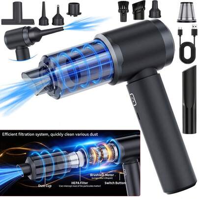 SUITU USB Rechargeable Wireless Handheld Car Vacuum Cleaner - Car Accessories, Brushless Motor, 11.1V 2000mAh Lithium-Ion Battery, 5000/9000Pa 2-Speed Suction, Includes Vacuum Accessories, Suitable For Car, Home, Office, Dorm And Pet Cleaning, Can Be Used As A Gift