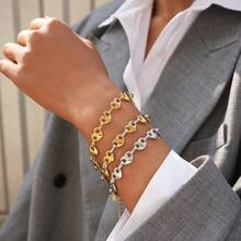 1pc/3pcs 18K Gold-Plated Bracelet, Light Luxury Influenza Heart 304 Stainless Steel Bracelet, Simple And High-End, Ins Style Personalized Jewelry, Holiday Gift/Daily Matching Versatile Design, Suitable For Daily Gatherings And Parties, Giving To Girlfriends And Wives - Multicolor - View 1