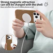 VIETAO High-Quality Magnetic Wireless Charging Phone Case Compatible With IPhone 15 16 17 Pro Max 17pro 17promax, Made Of Premium Matte Artificial Leather Material, Provides Protective Phone Shell - Dark Brown - View 5