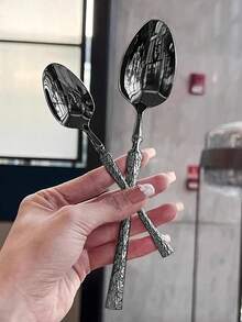 5pcs/20pcs/30pcs Stainless Steel Cutlery Set, Knife Fork Spoon Suitable For Kitchen, Restaurant, Wedding, Party, Holiday Gift - Black - View 4