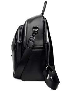 LANYIBAIGE 时尚双肩包 女士单肩包 简约背包 女式软皮背包 女士旅行包 大容量书包 - 黑色 - 查看 6