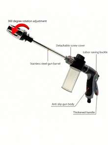 1pc High Pressure Foam Sprayer Gun, Multi-Mode Home Cleaning Spray Nozzle, Adjustable For Watering And Washing - Black - View 4