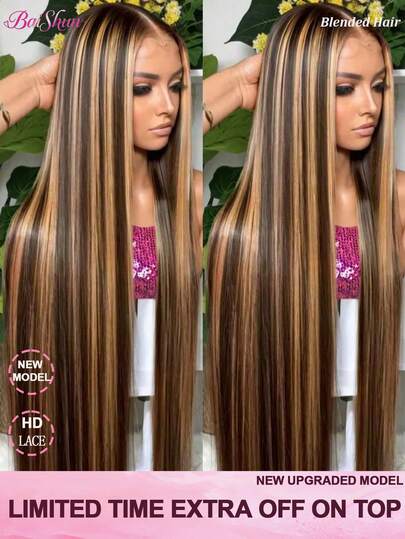 200% Plus Density Lace Front Wigs 28 30 32 Inch 13X4 13X6 5X5 HD Bone Straight HD Lace Wigs Natural Swiss Pre Plucked Transparent Lace 4/27 Honey Blonde Color Human Blended Hair Wigs With Baby Hair High Temperature Resistant Fiber Wig For Women