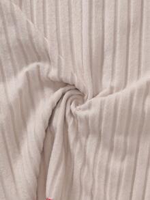 两件套女士休闲简约翻领开衫长袖套装（含长裤），柔软抓绒睡衣，秋冬款 - 杏色 - 查看 10